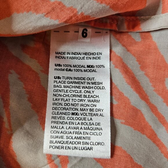 Chico's Embellished Neck Tunic Women's SZ 2P 12/14 Large Zebra Nectarine Blouse - Picture 10 of 14